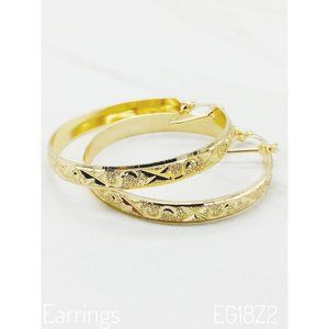 14K BRAZILIAN Gold Hoop, Earrings ,Pantallas